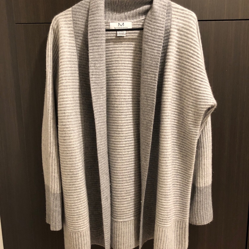 100% Cashmere Grey & White Cardigan